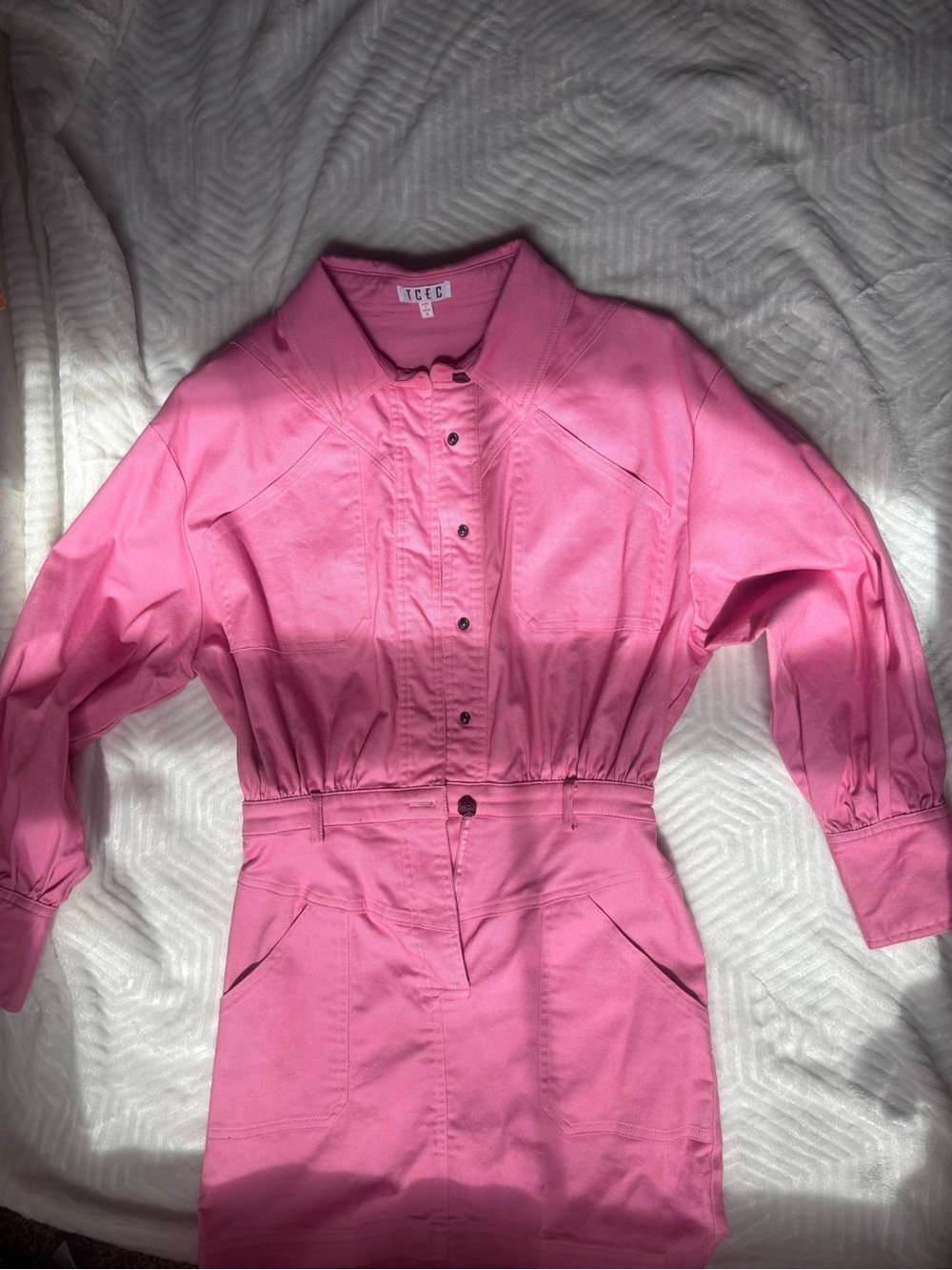 TCEC Pink Button-Front Utility Dress